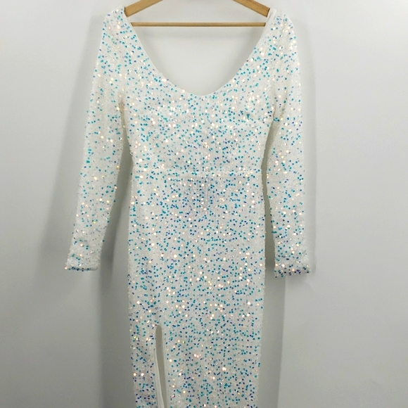 Miss ord sequinned white dress size medium fits XS - Picture 1 of 4